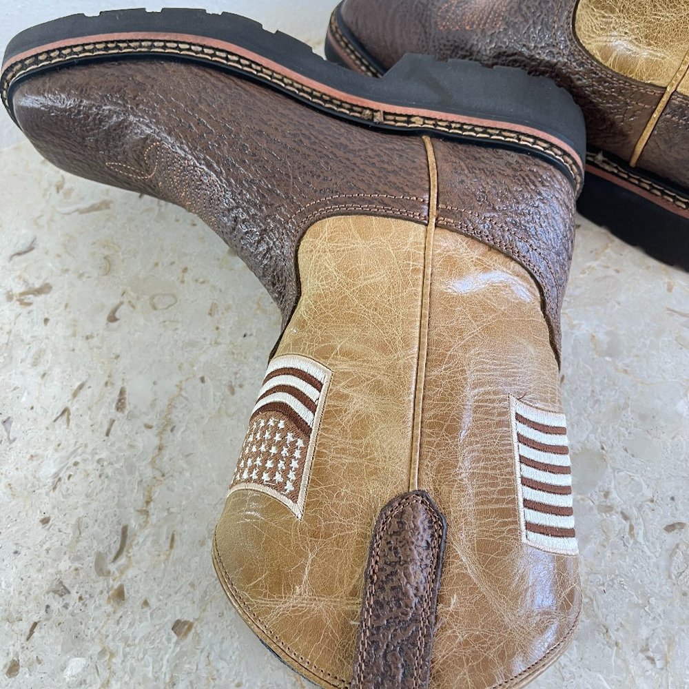 J.B.DILLON Reserve Cowboy Men's Boots Brown/beige leather Western Boots size 8.5 - Picture 6 of 16